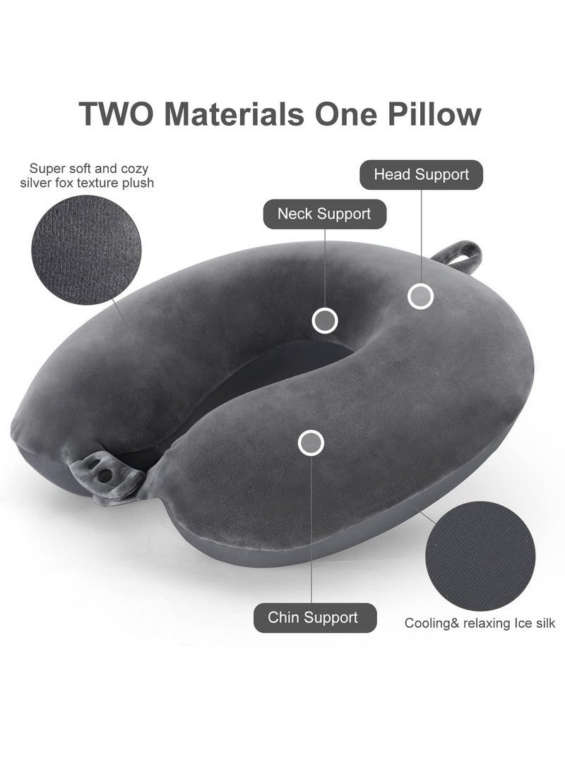 Arabest Travel Neck Pillow, Top Memory Foam Pillow for Head Support, Ideal for Airplanes, Cars, and Home Recliners, Adjustable and Soft, Dark Grey - Image 2