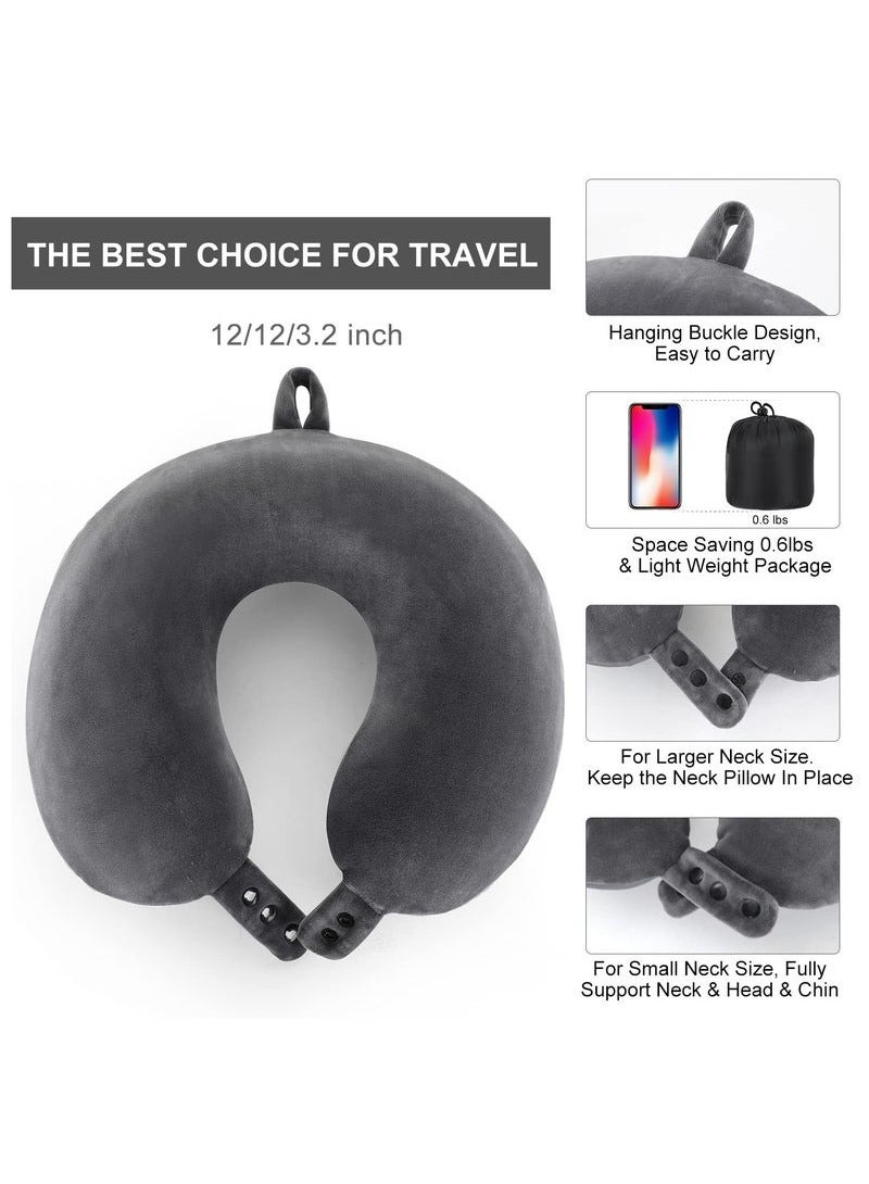 Arabest Travel Neck Pillow, Top Memory Foam Pillow for Head Support, Ideal for Airplanes, Cars, and Home Recliners, Adjustable and Soft, Dark Grey - Image 5