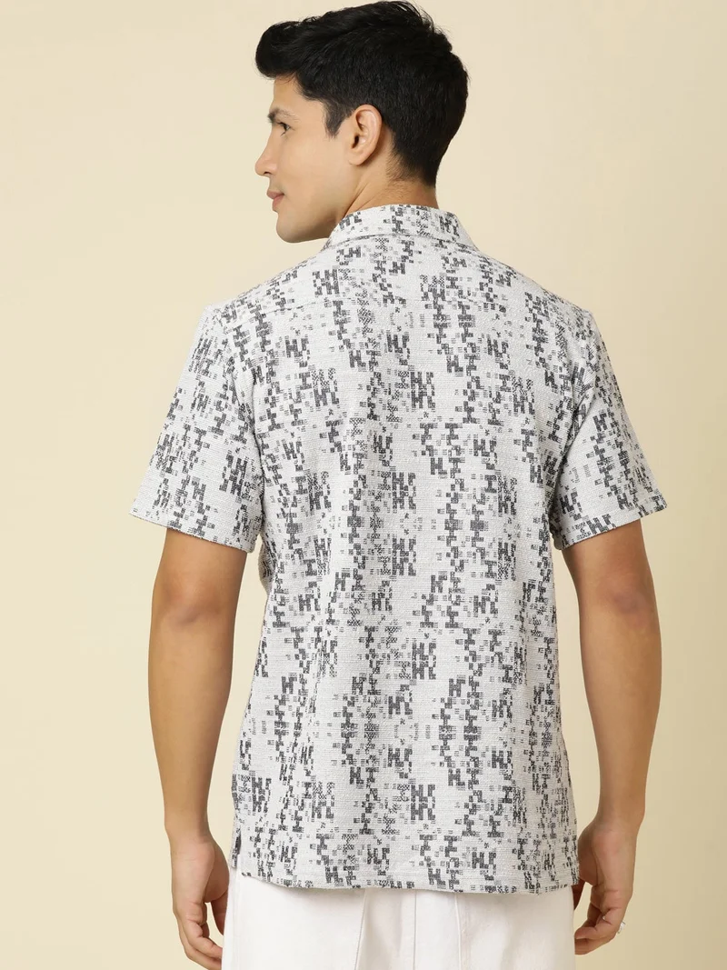 Joven Black Men Printed Casual Black Oversized Half Sleeve Shirt for Men | Best Price UAE