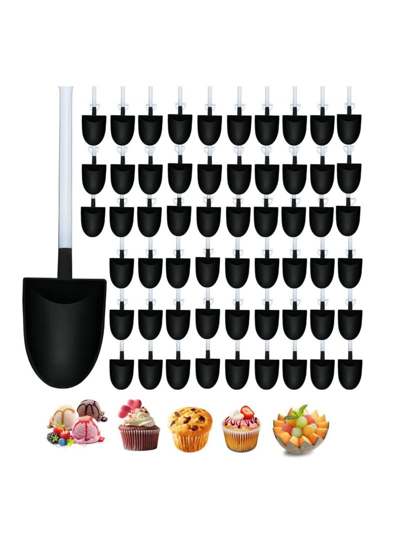 Oasisgalore 100 PCS Black Mini Shovel Shape Spoons, Disposable Plastic Ice Cream Dessert Pudding Yogurt Sugar Shovel Spoon(4.8 Inch)  - Image 1
