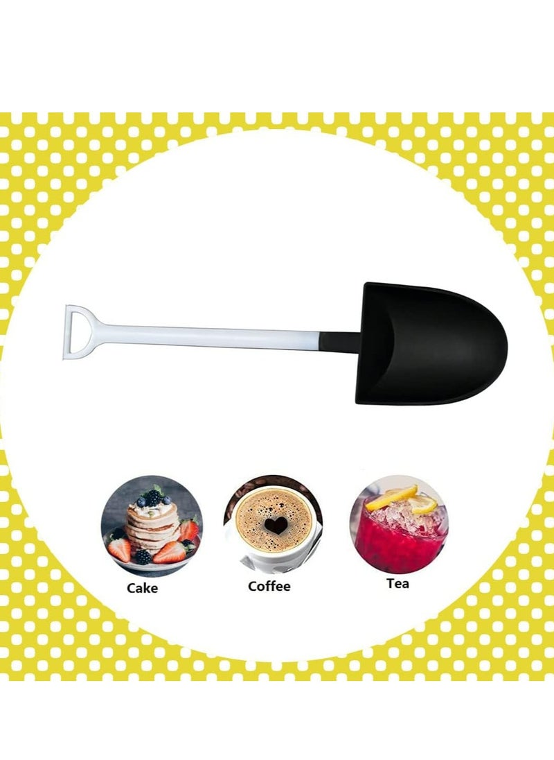 Oasisgalore 100 PCS Black Mini Shovel Shape Spoons, Disposable Plastic Ice Cream Dessert Pudding Yogurt Sugar Shovel Spoon(4.8 Inch)  - Image 3