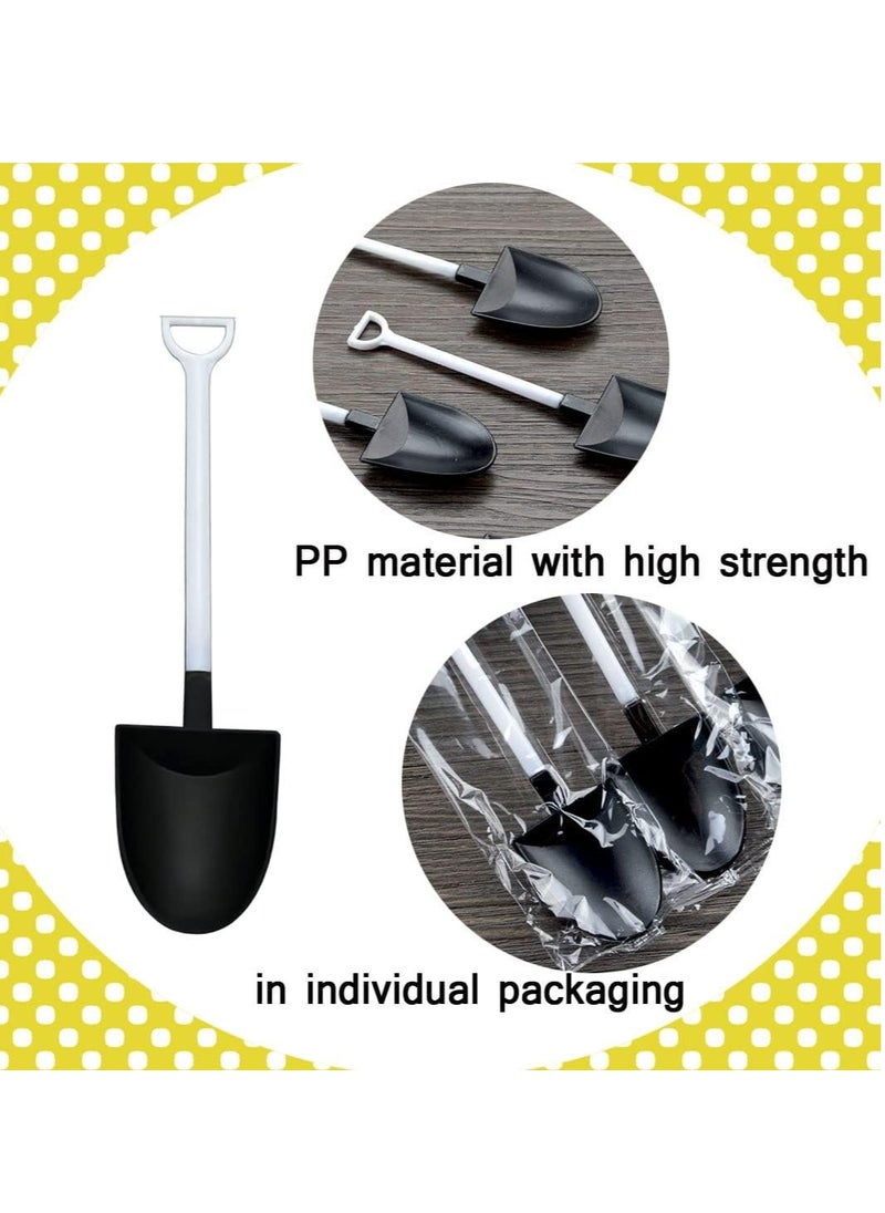 Oasisgalore 100 PCS Black Mini Shovel Shape Spoons, Disposable Plastic Ice Cream Dessert Pudding Yogurt Sugar Shovel Spoon(4.8 Inch)  - Image 4