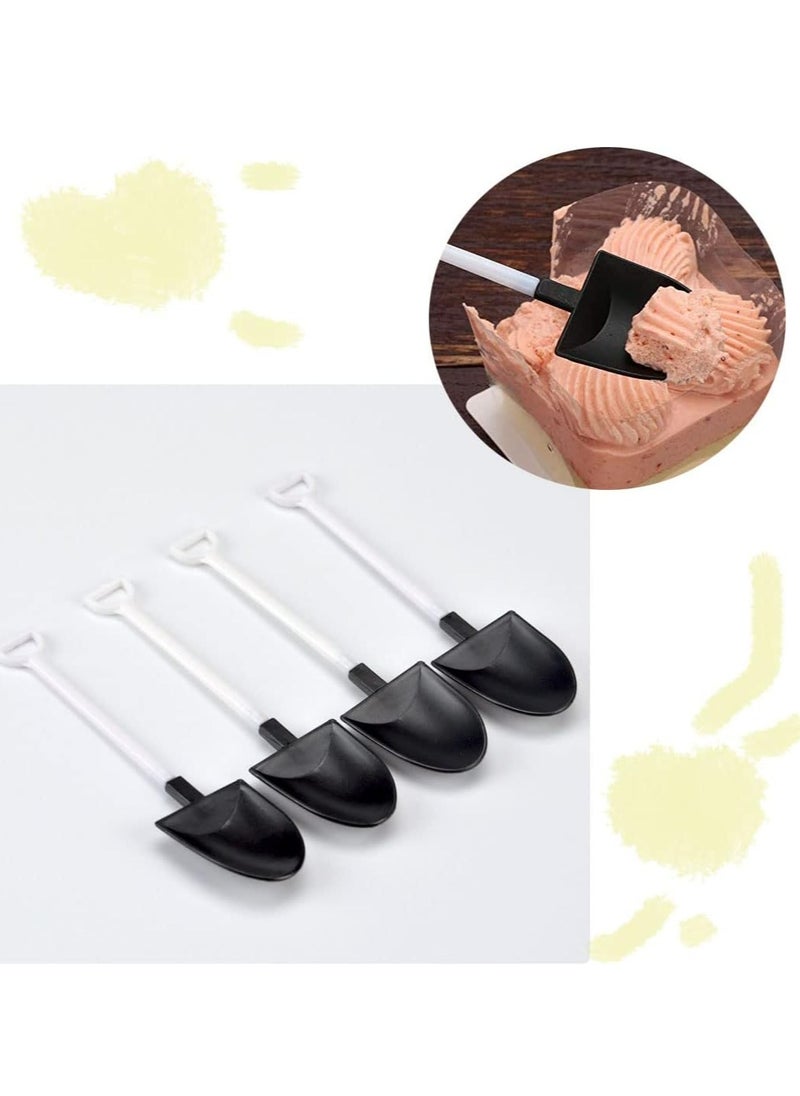Oasisgalore 100 PCS Black Mini Shovel Shape Spoons, Disposable Plastic Ice Cream Dessert Pudding Yogurt Sugar Shovel Spoon(4.8 Inch)  - Image 5