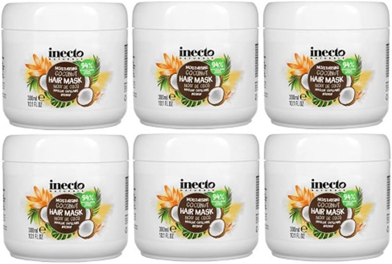 Naturals Hair Mask Moisturising Coconut Fragrance 6x 300mls 94 Natural Ingredients Natural Beauty Product Leave in Hair Treatment Bulk Hair Care Product With Organic Oil