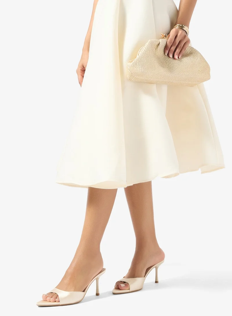 Ella Limited Edition White Satin Kitten Heel Sandals for Women | Best Price UAE
