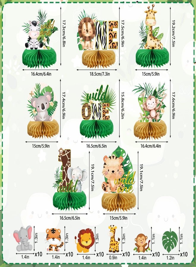 MOORAY Wild One Birthday Decorations Jungle Baby Shower Honeycomb Centerpieces for Boys and Girls,8 Pcs Safari Centerpieces and Confetti Table Decorations, Safari Jungle Animals Party Decor - Image 2