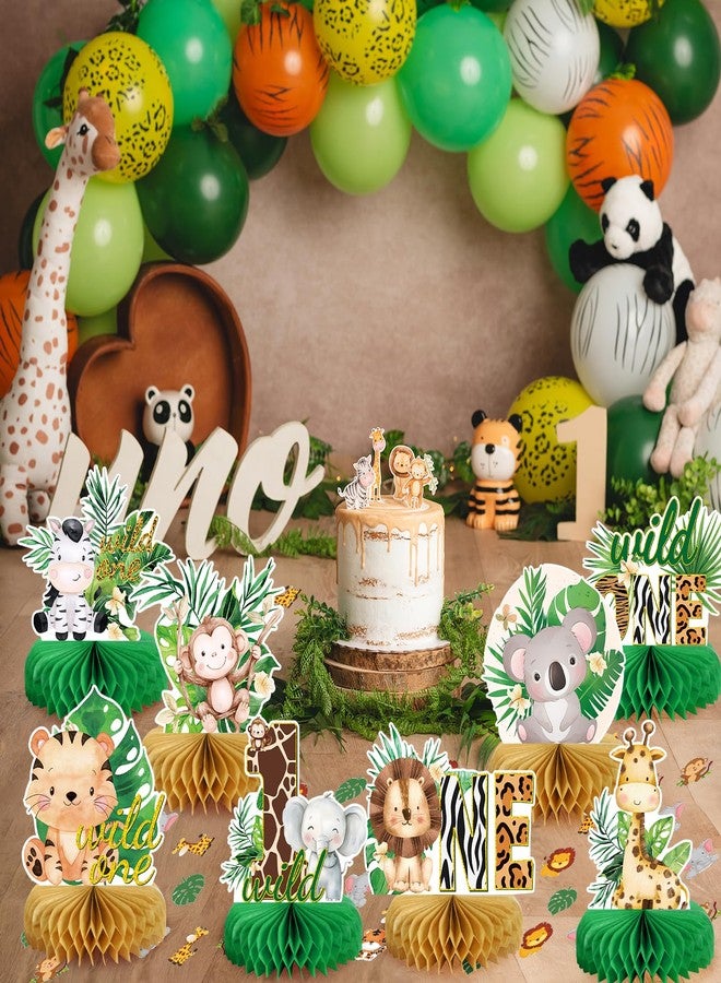 MOORAY Wild One Birthday Decorations Jungle Baby Shower Honeycomb Centerpieces for Boys and Girls,8 Pcs Safari Centerpieces and Confetti Table Decorations, Safari Jungle Animals Party Decor - Image 5