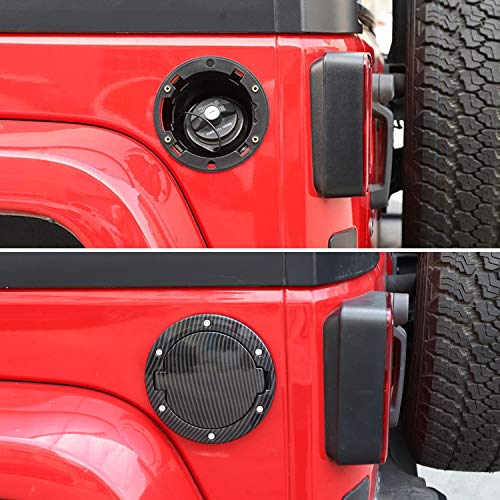 JeCar Fuel Door Cover Aluminum Alloy Gas Cap Cover Exterior Accessories for 2007-2018 Jeep Wrangler JK & Unlimited, Carbon Fiber Texture - Image 5