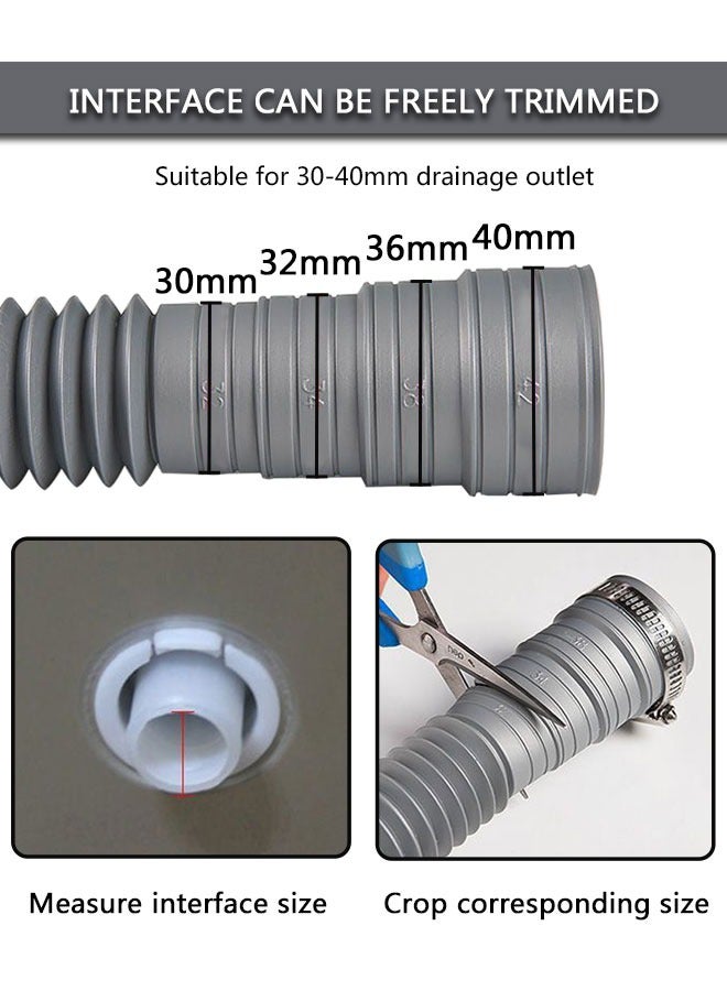 وهاواي Universal Washing Machine Drain Hose, 2M Flexible Washer Drain Hose Extension Kit with Hose Clamp, For Washing Machines, Dishwashers, outlet Hose - Image 2