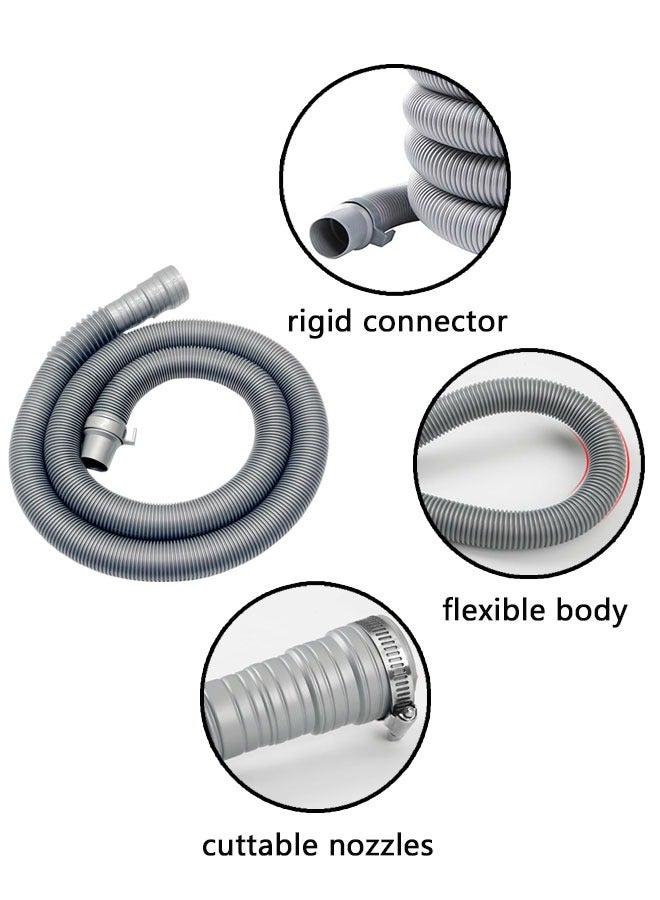 وهاواي Universal Washing Machine Drain Hose, 2M Flexible Washer Drain Hose Extension Kit with Hose Clamp, For Washing Machines, Dishwashers, outlet Hose - Image 3