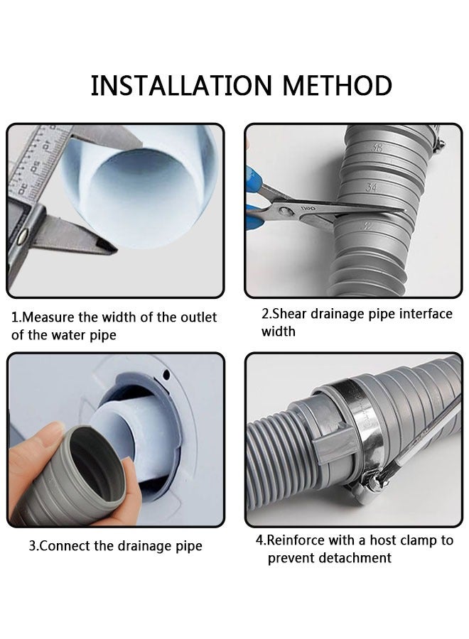 وهاواي Universal Washing Machine Drain Hose, 2M Flexible Washer Drain Hose Extension Kit with Hose Clamp, For Washing Machines, Dishwashers, outlet Hose - Image 5