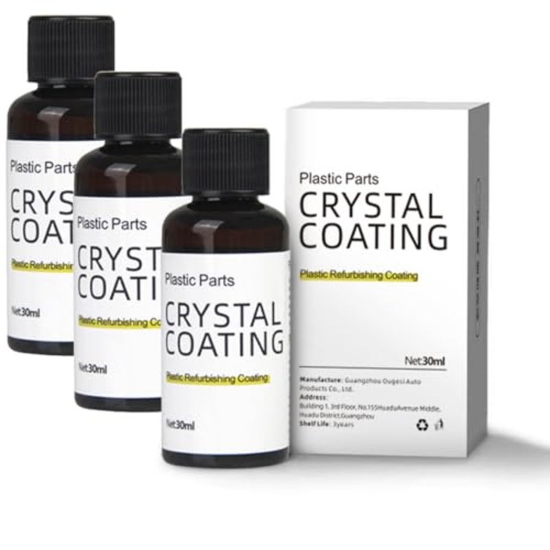 3Pcs Plastic Parts Crystal Coating, Plastic Restorer and Refresher for Car Interiors, High Gloss Hydrophobic Protector, Long-Lasting Shine, Protects Against Dust and Stains - Image 1