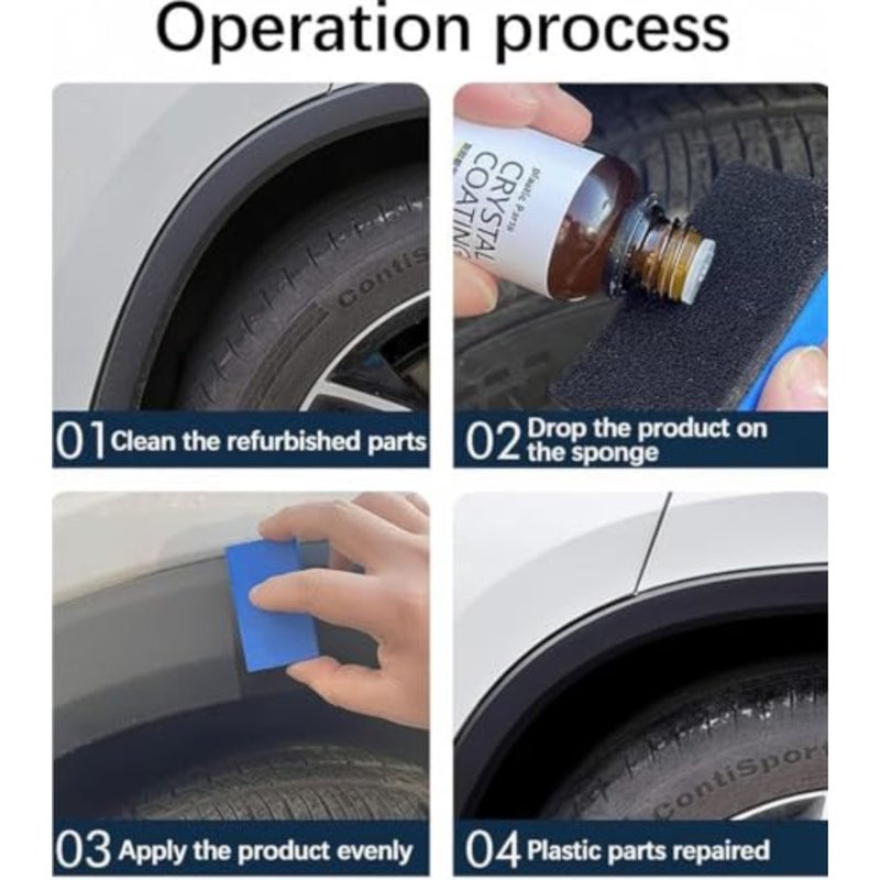 3Pcs Plastic Parts Crystal Coating, Plastic Restorer and Refresher for Car Interiors, High Gloss Hydrophobic Protector, Long-Lasting Shine, Protects Against Dust and Stains - Image 5
