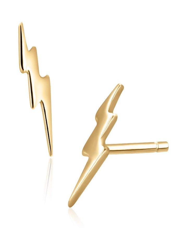 Lemon Grass 18K Gold Vermeil Tiny Gold Lightning Bolt Stud Earrings - Image 1