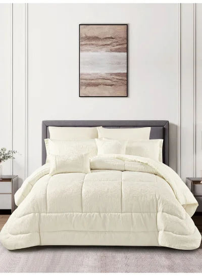 Donetella Luxury 5-Piece Comforter Set – twin size Size, Poly Jacquard Fabric, Soft 350 GSM Fill – Includes Comforter, Fitted Sheet, Pillowcases, Pillow Shams &amp; Decorative Filled Cushions