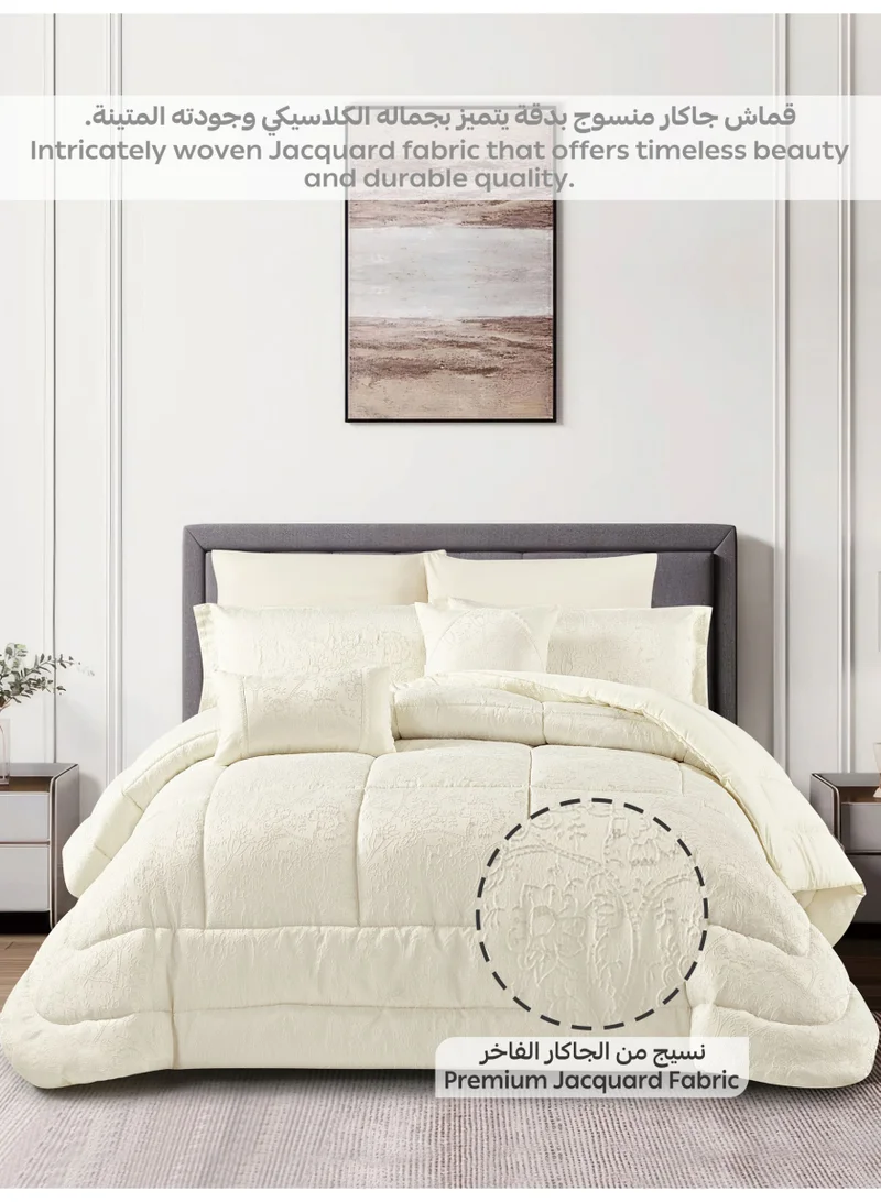 Donetella Luxury 5-Piece Comforter Set – twin size Size, Poly Jacquard Fabric, Soft 350 GSM Fill – Includes Comforter, Fitted Sheet, Pillowcases, Pillow Shams &amp; Decorative Filled Cushions