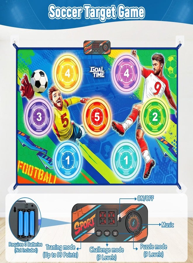 WUPIOS Electronic Scoring Soccer Toy Game Mat Set for Kids, Indoor Outdoor Toss Soccer Target Game with Real-Time Score, 2 Soft Soccer & Goal, Birthday Gifts for 3-5/6-8/8-12 Years Old Boys Girls - Image 2