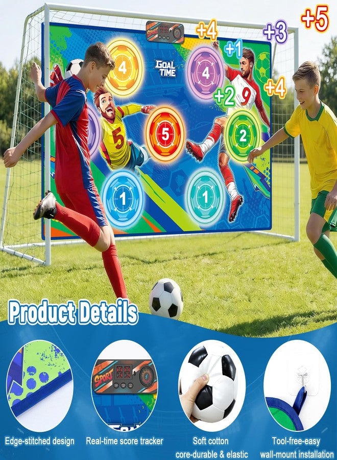 WUPIOS Electronic Scoring Soccer Toy Game Mat Set for Kids, Indoor Outdoor Toss Soccer Target Game with Real-Time Score, 2 Soft Soccer & Goal, Birthday Gifts for 3-5/6-8/8-12 Years Old Boys Girls - Image 5