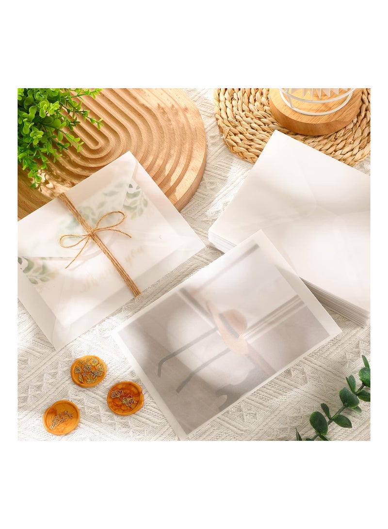 SYOSI Envelopes, Translucent Paper Envelopes, 50 PCS Vellum Envelopes, 125mm x 175mm Envelopes, for Invitation Postcard Envelopes, White Vellum Greeting Card Envelopes for Wedding Birthday Party - Image 4