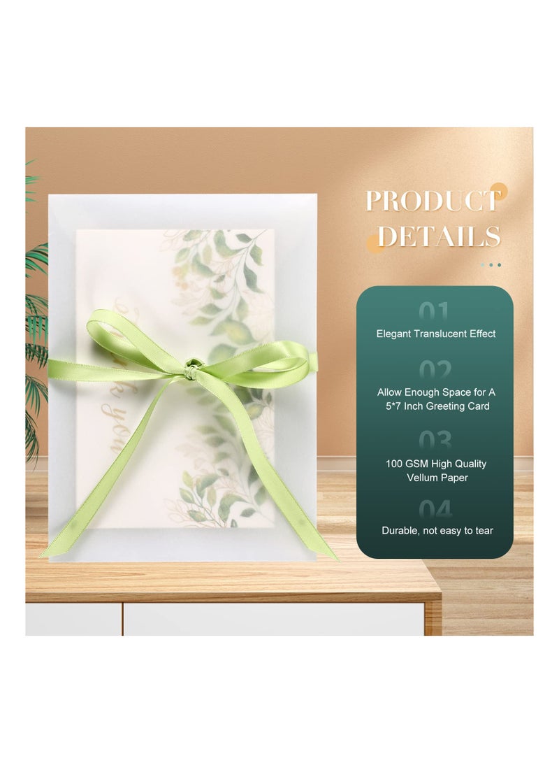 SYOSI Envelopes, Translucent Paper Envelopes, 50 PCS Vellum Envelopes, 125mm x 175mm Envelopes, for Invitation Postcard Envelopes, White Vellum Greeting Card Envelopes for Wedding Birthday Party - Image 2