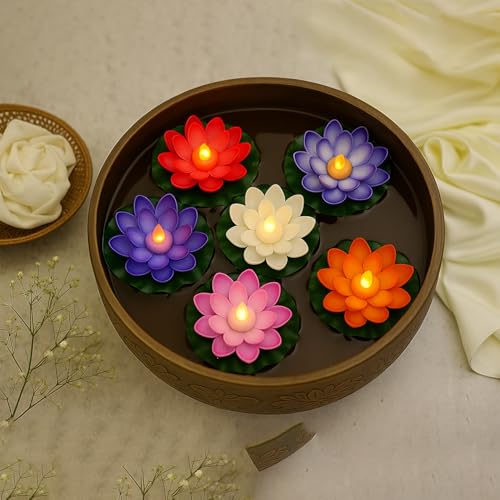 DECOVAA LED Lotus Floating Diya| Waterproof, Battery-Powered, Realistic Lotus Flower Floating Candle for Diwali Décor, Home, Wedding, Mandir, Indoor & Outdoor Decorations (Multicolor) (Pack of 30) - Image 1