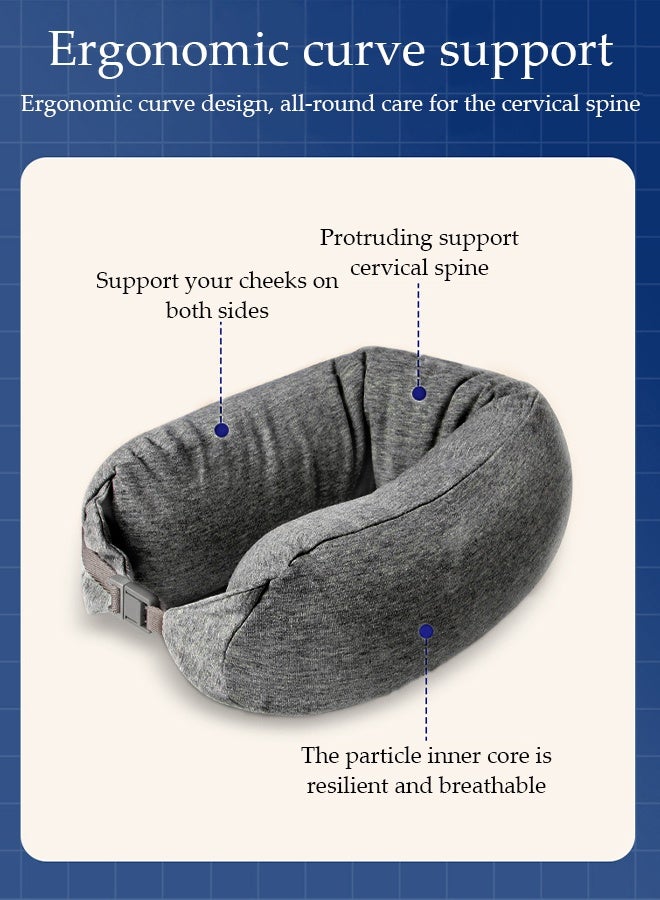 DUNISO U-Shaped Pillow with Cap Travel Portable Hooded, Foam Travel Pillow with Hood, Neck Pillow, Multifunctional Neck Cushion, Portable Pillow for Office Cars Trains Long Flights Sleeping  - Image 4