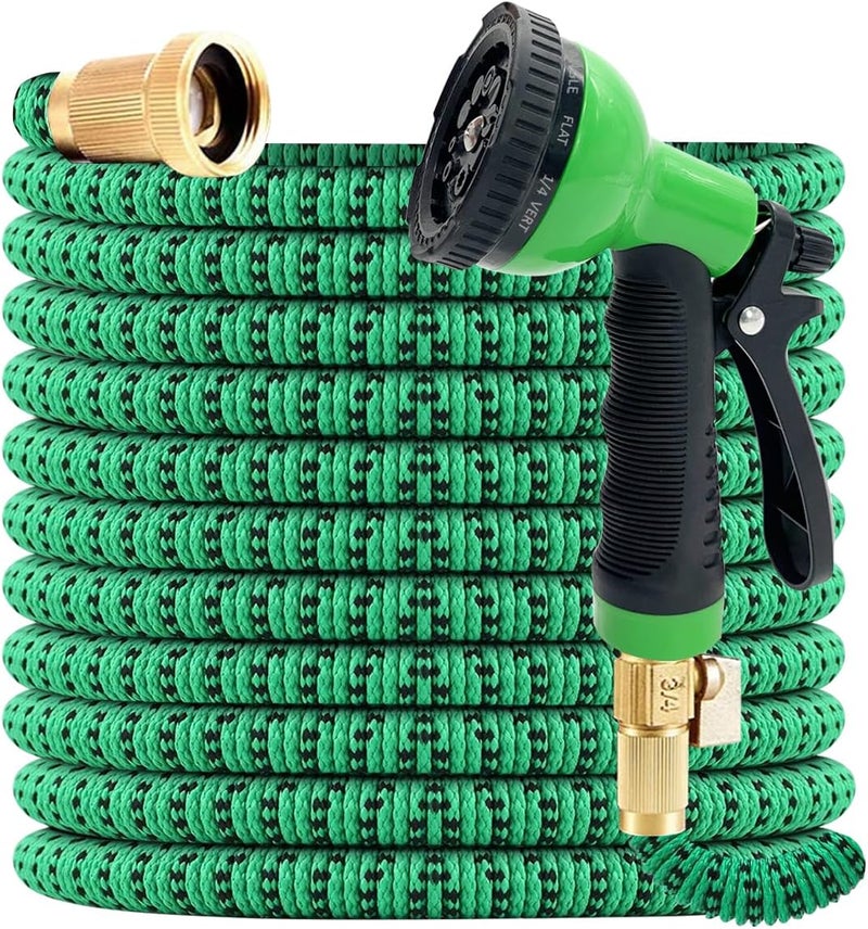 J B XpandaHose 100ft Expandable Garden Hose – Ultra-Strong 3750D, 4-Layer Latex Core, Brass 3/4" Connectors, 10-Pattern Nozzle & Storage Bag – Lightweight, Kink-Reducing, Leak-Resistant - Image 3