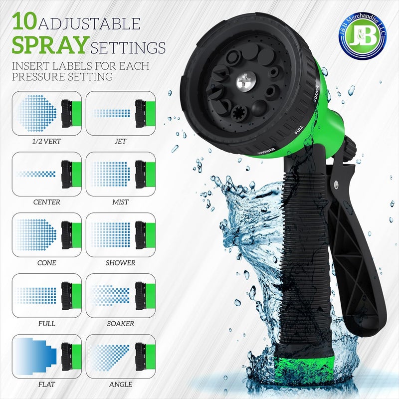 J B XpandaHose 100ft Expandable Garden Hose – Ultra-Strong 3750D, 4-Layer Latex Core, Brass 3/4" Connectors, 10-Pattern Nozzle & Storage Bag – Lightweight, Kink-Reducing, Leak-Resistant - Image 5