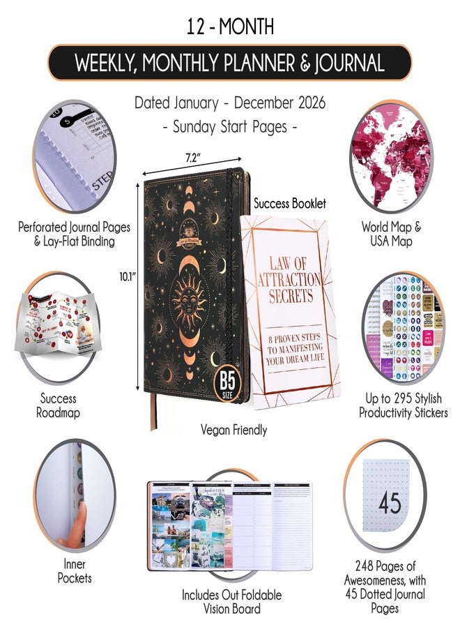 Freedom Mastery Deluxe 2026 Planner Weekly and Monthly | Law of Attraction Planner with Productivity App | 12-Month for Productivity, Gratitude & Goal Setting | Includes Foldable Vision Board, Gift Box & Stickers - Image 2
