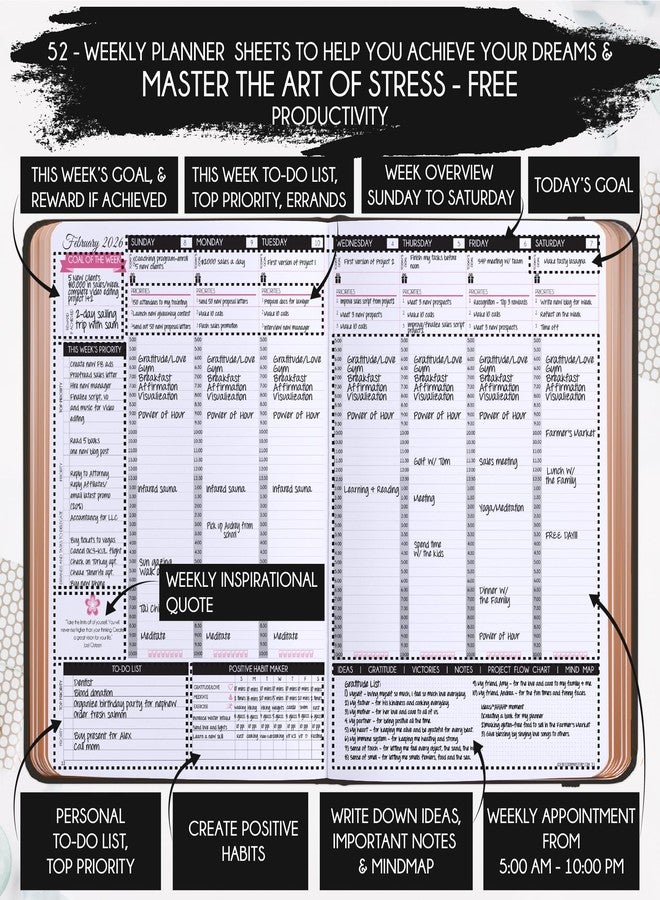 Freedom Mastery Deluxe 2026 Planner Weekly and Monthly | Law of Attraction Planner with Productivity App | 12-Month for Productivity, Gratitude & Goal Setting | Includes Foldable Vision Board, Gift Box & Stickers - Image 3