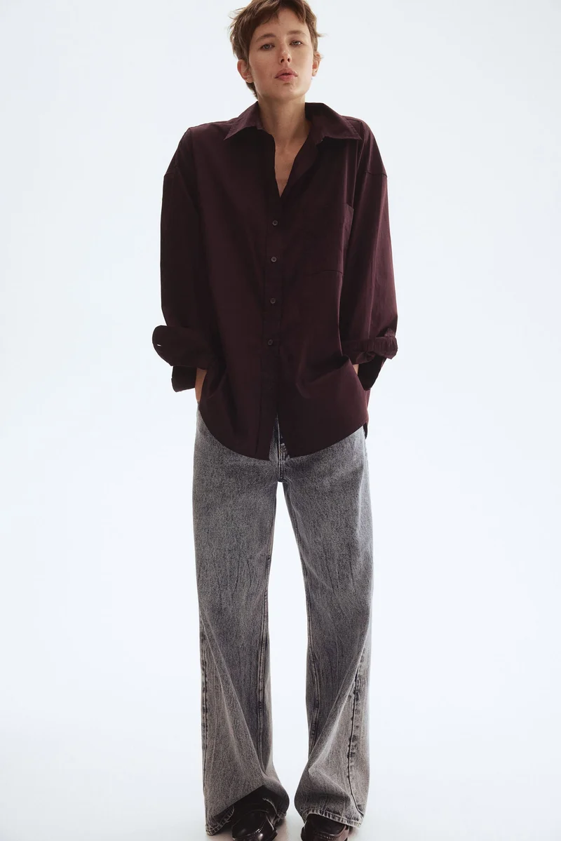 اتش اند ام قميص من البوبلين