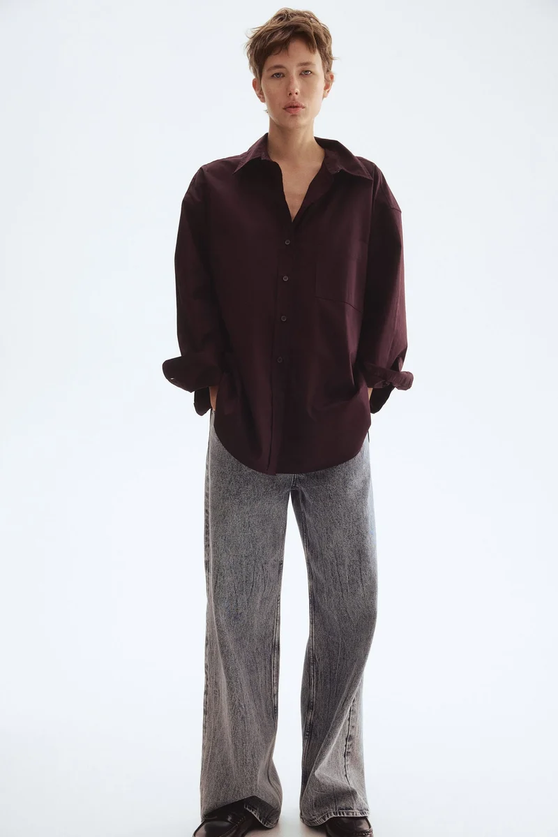 اتش اند ام قميص من البوبلين