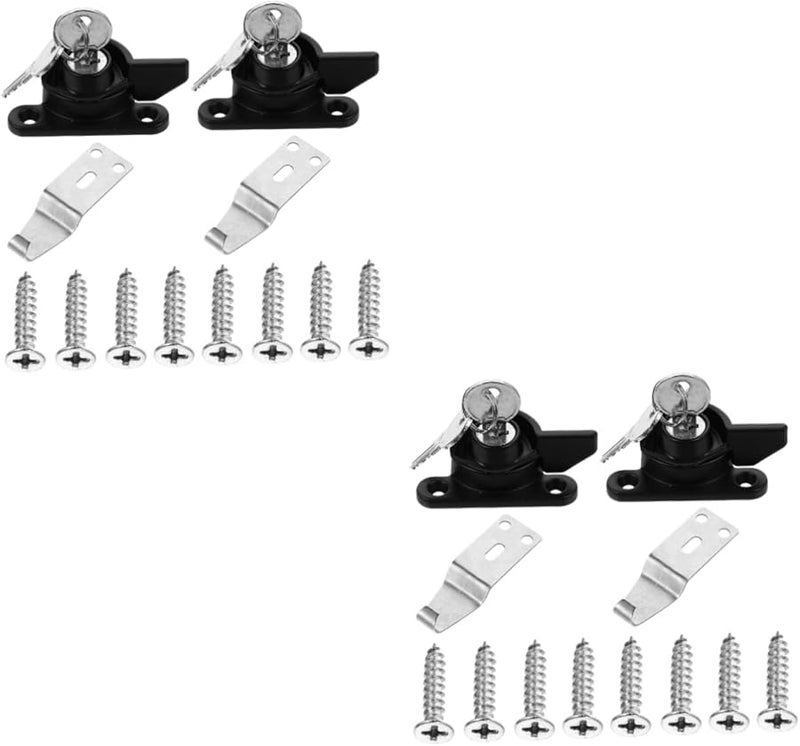 Jojofuny 4Pcs Black Sliding Window Locks With Key For Enhanced Security Easy Installation - Image 2