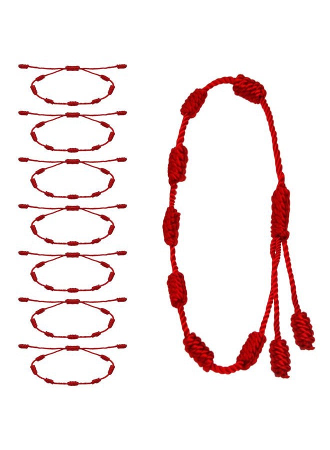 Pretwad 8 Pieces Red String Bracelet Set - Adjustable 7 Knot Red Cord Bracelet, Lucky Charm Bracelet Amulet for Protection, Knots String for Protection, Bracelets Knots Chain Braided for Friendship, Lovers - Image 1