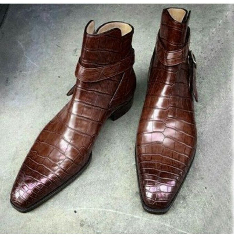 Cross-border foreign trade models 2020 autumn new products low-heeled 38-48 large square head low-cut men's boots boots brown 46 - Image 4