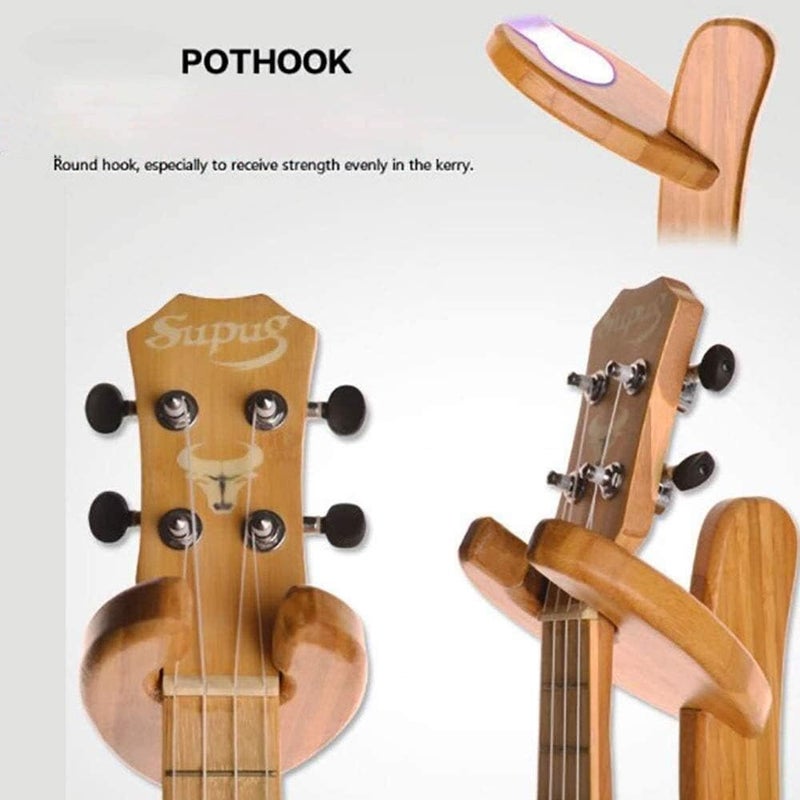 Nan Locking Head Wood Foldable Guitar Stand for Electric and Acoustic Guitars - Yellow - Image 5