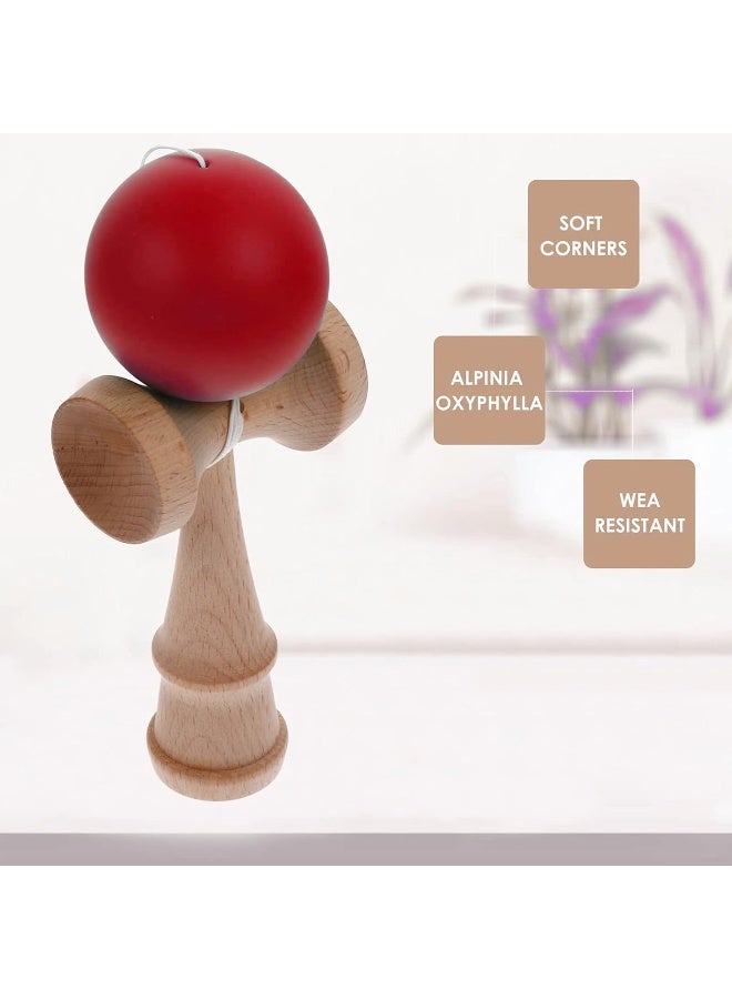 Excefore Kendama, Wooden Prime Kendama, Cup and Ball Catch, Enhanced Cognitive Skills, Improved Balance Reflexes and Creativity, Hand-Eye Coordination Toy, Kendama for Beginners (Red) - Image 2