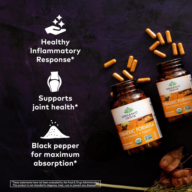 ORGANIC INDIA Turmeric Curcumin with Black Pepper Organic Turmeric Supplement and Curcumin Supplement Turmeric Capsules Joint Support Immune System Support Whole Root Trikatu 90 Capsules - Image 3