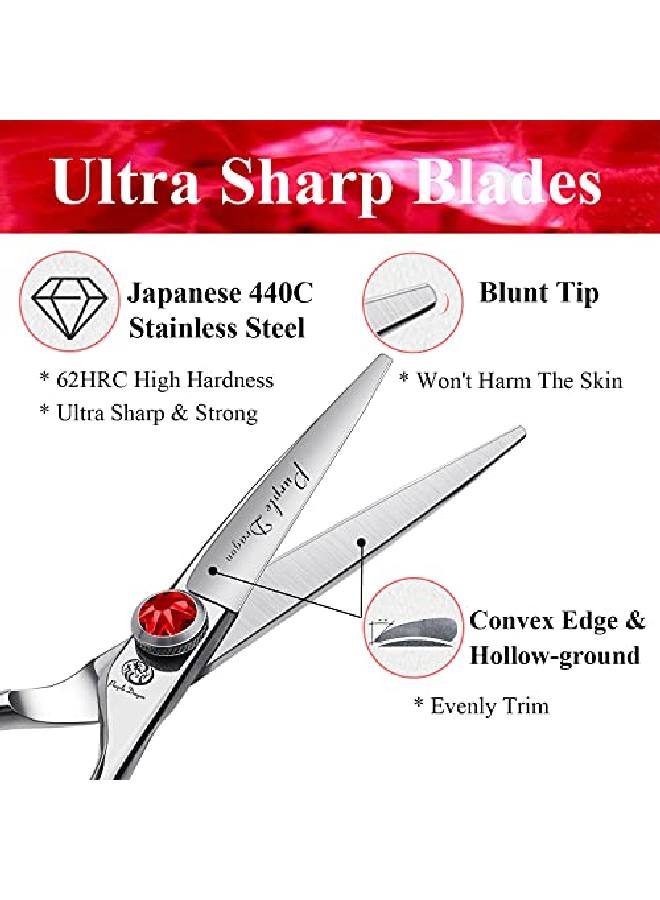 Purple Dragon 4.5;5.0 inch Silver Barber Hair Cutting Scissors;Shears with Bag Perfect for Professional Hairstylist Hairdresser (5.0 inch) - Image 4