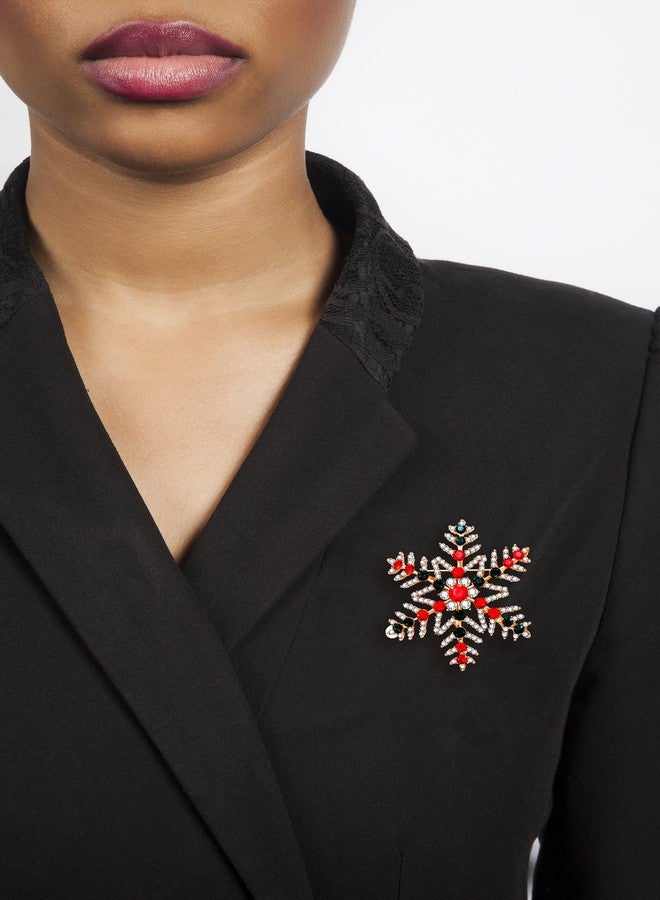 BVGA 9 Pieces Christmas Brooch Pins for Women Rhinestone Winter Snowflake Christmas Tree Garland Reindeer Boots Brooch Enamel Candy Cane Bell Bow Knot Pins Set Vintage poinsettia brooch - Image 2