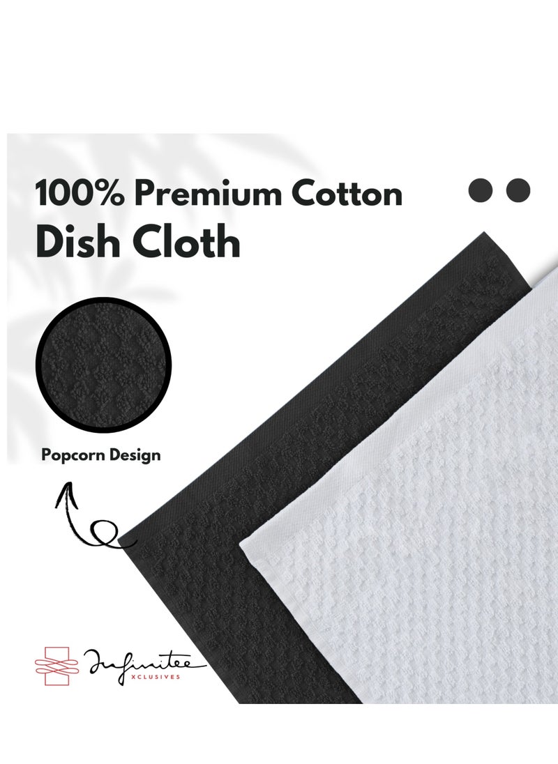 Infinitee Xclusives - Infinitee Xclusives Premium Dish Towels - Black [Pack of 4] 100% Cotton 33cm x 33cm Dish Cloth - Absorbent Tea Towels - Terry Kitchen Dishcloth Towels for Household Cleaning - Image 1