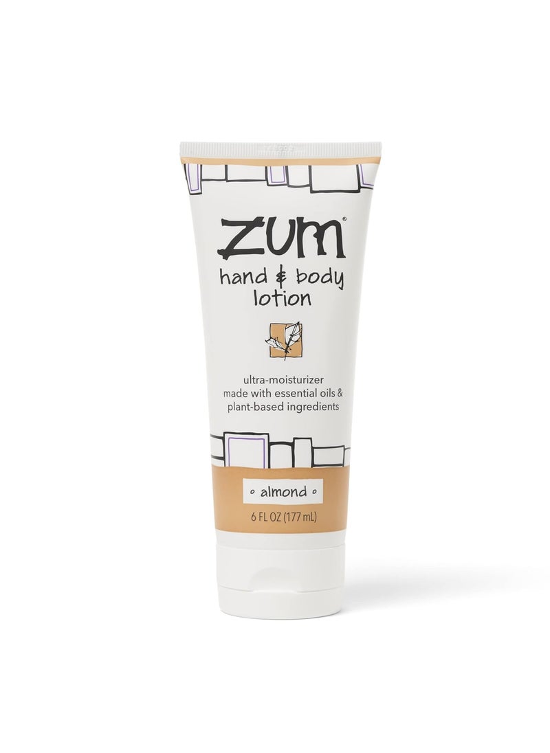 ZUM Zum Indigo Wild Hand  Body Lotion  Natural Hand Lotion for Dry Hands  Body Lotion for Women  Men  Body Moisturizers Include Shea Butter Jojoba Oil  More  Almond Scent  6 fl oz 