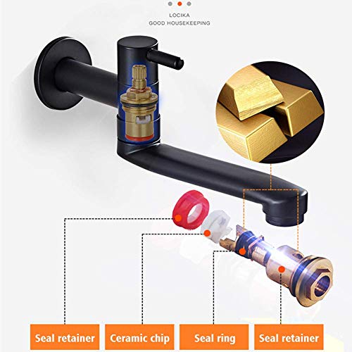 BNYTXV Wall-Mounted Black Cold Water Faucet Washing Machine Mop Pool Garden Taps (21cm) - Image 2