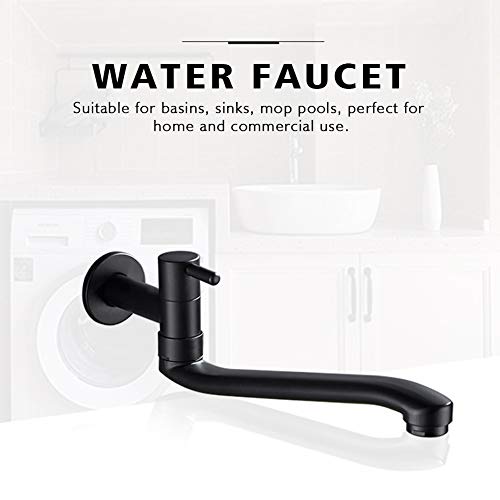 BNYTXV Wall-Mounted Black Cold Water Faucet Washing Machine Mop Pool Garden Taps (21cm) - Image 4