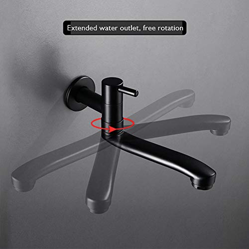 BNYTXV Wall-Mounted Black Cold Water Faucet Washing Machine Mop Pool Garden Taps (21cm) - Image 5