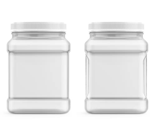 Mountain West Company 64 fl oz Square Clear Jar with Pinch Handle, 4 Count, Pantry Storage & Organization, Plastic Container with Lid - Image 2