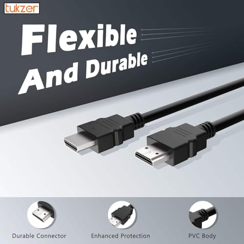 Tukzer High-Speed HDMI Male to Male Cable with Ethernet (1.5 Meter / 5 Feet), 4K @ 60Hz, 3D Compatible, ARC Support for TV, Laptop, Monitor, Gaming Console, Set Top Box, PS5/PS4, Blu-ray & More–Black - Image 3