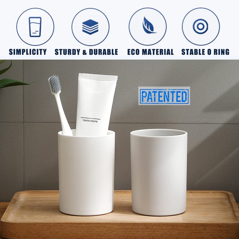 DeTii Bathroom Tumbler 10.5oz Reusable Unbreakable Toothbrush Cup 300ml - Mouthwash Plastic Easy to Clean Toothbrush Holder - Adequate for Your Bathroom (PP 1PC, White) - Image 5