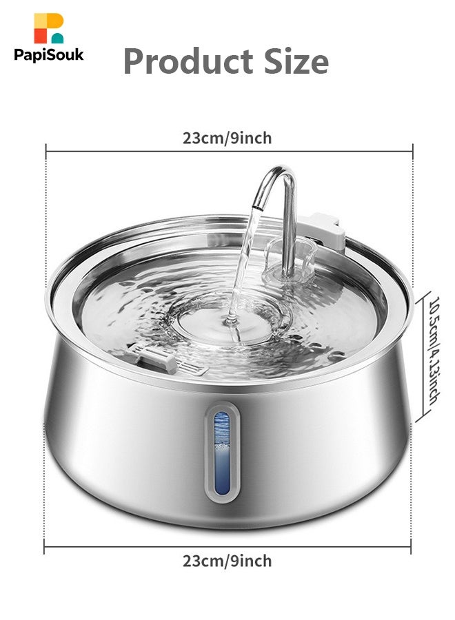 بابي سوق نافورة مياه للقطط، نافورة أوتوماتيكية للحيوانات الأليفة سعة 4 لتر مصنوعة من الفولاذ المقاوم للصدأ 304 مع نافذة مستوى المياه بإضاءة LED، موزع مياه للكلاب لشرب العديد من الحيوانات الأليفة - Image 5