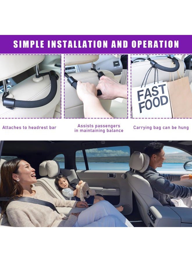Dickno 2 PCS Car Headrest Grab Handle, Auto Rear Seat Passenger Chair Armrest, Universal Vehicle Assist Safety Grip Handle Accessories for Elderly Kids - Image 5